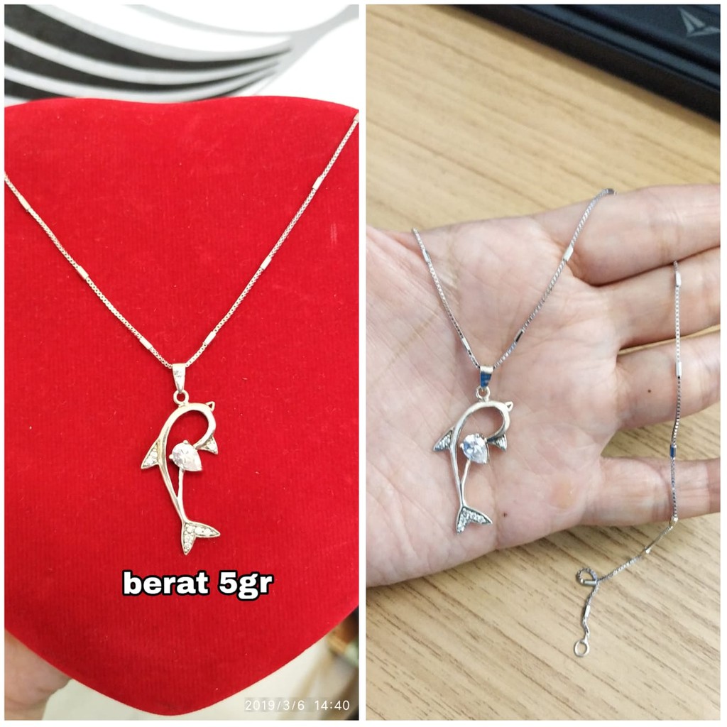 KALUNG LIOTIN DOLPHIN PERAK ASLI LAPIS EMAS PUTIH S925 CC368