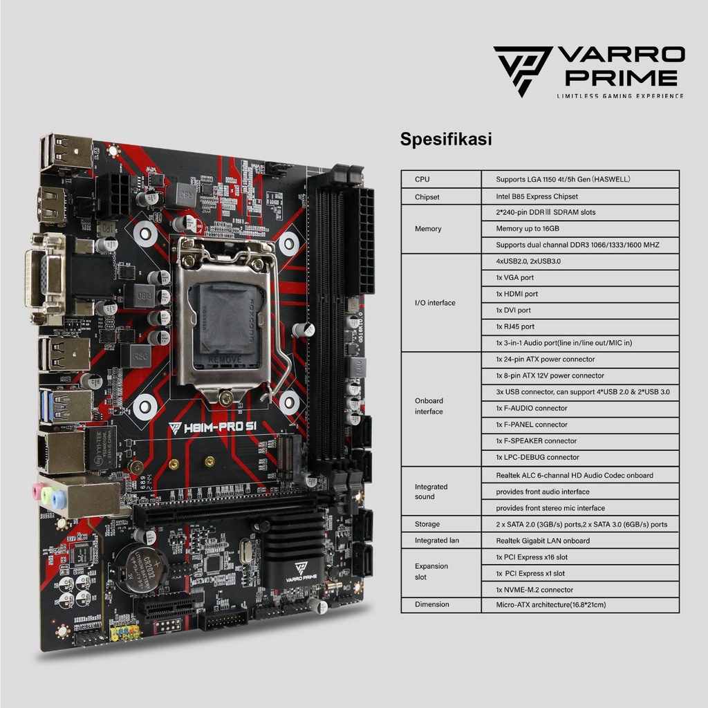 MOTHERBOARD GAMING H81M PRO S1 VARRO SUPPORT NVME RESMI