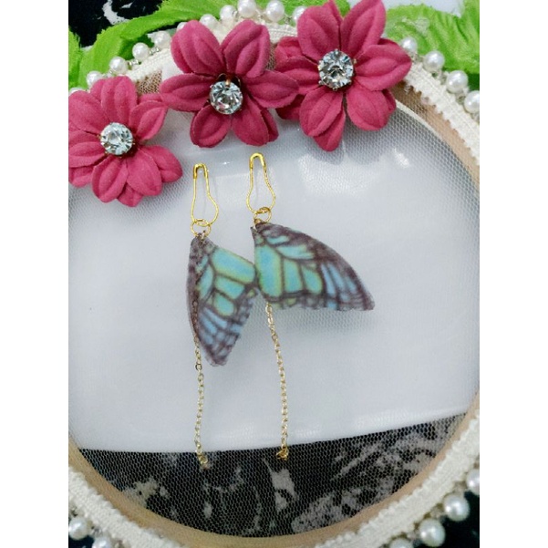 A147 anting hijab juntai kupu kupu tosca rantai_anting jilbab