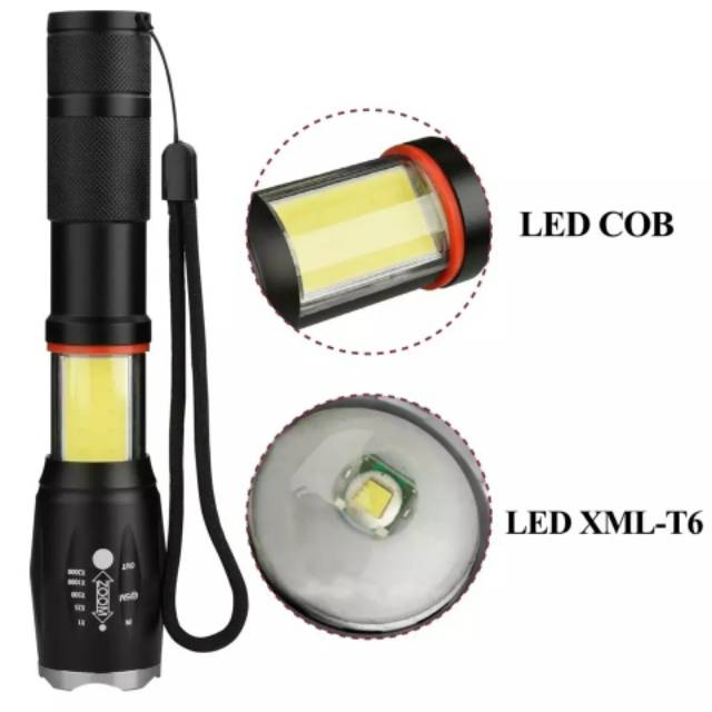 Paket Lengkap Senter Lampu LED Super Terang Jarak Jauh Cree E17 XML T6 COB 8000 Lumens Taffware COD