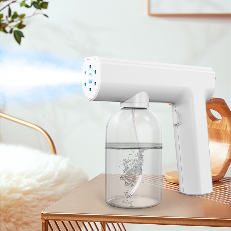 Spray Gun Disinfektan Medium 300 ml Nano Technology Disinfectant spray Travelling size  2.5m Tembakan Sterilizer UV Gun Atomizer Blue ray Nano Anti Virus READY UV Nano Gun Desinfeksi Permukaan Udara Baju Uang Mobil Kamar