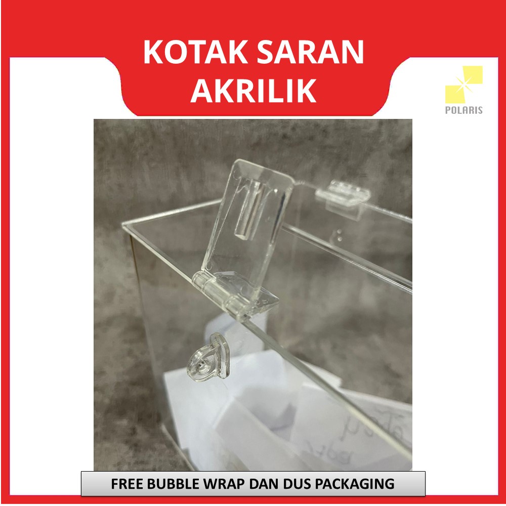 KOTAK SARAN ACRYLIC KOTAK TEMPAT SURVEY GANTUNG - BOX ANGKET/VOTING AKRILIK  BOX WADAH SARAN DINDING - 15x12x15 CM