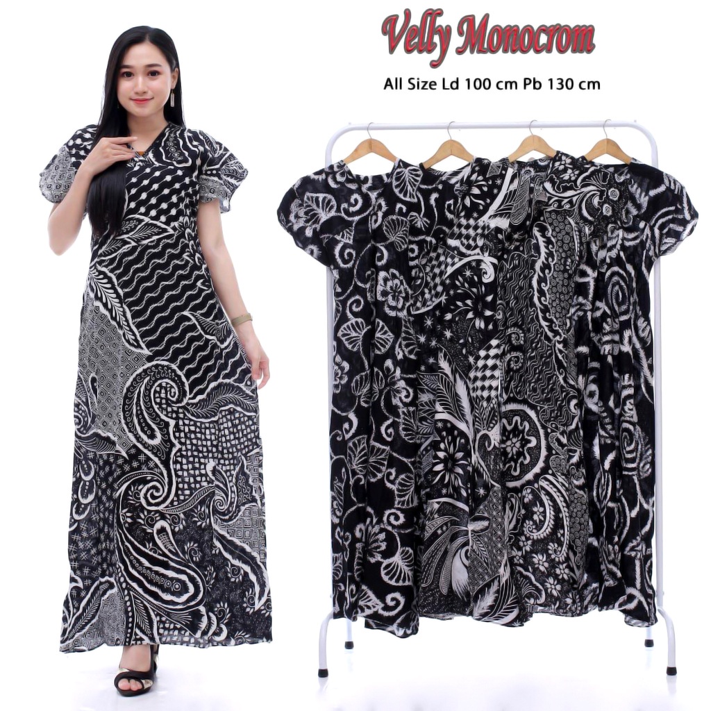 Promo Daster panjang Lengan Pendek Bahan Adem Murah Batik Pekalongan / Veli Daun Lompong yg-VL. Salmon