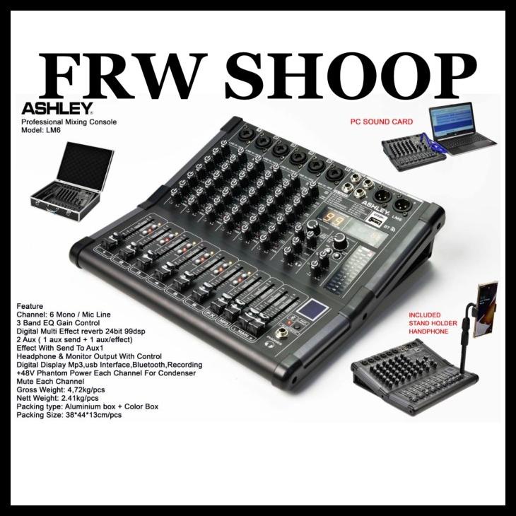 Mixer Audio Ashley Lm 6 / Lm6 / Lm-6 (Original) 6 Ch,Usb,Bt,Mp3,Record Kode 1352