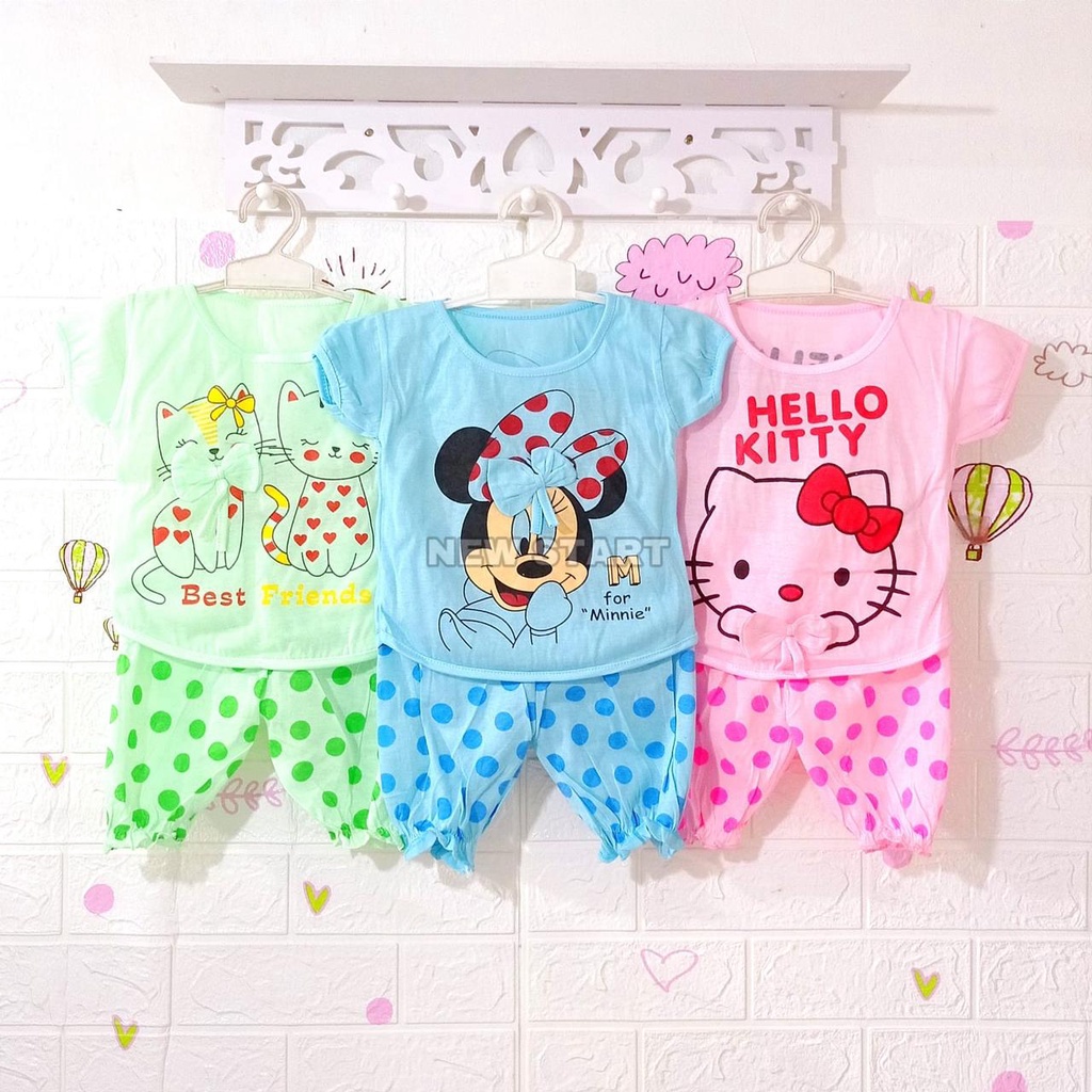 3 PASANG STELAN KARAKTER ANAK PEREMPUAN 0-12 BULAN/BAJU BAYI PEREMPUAN 0-12 BULAN/BAJU ANAK PEREMPUA