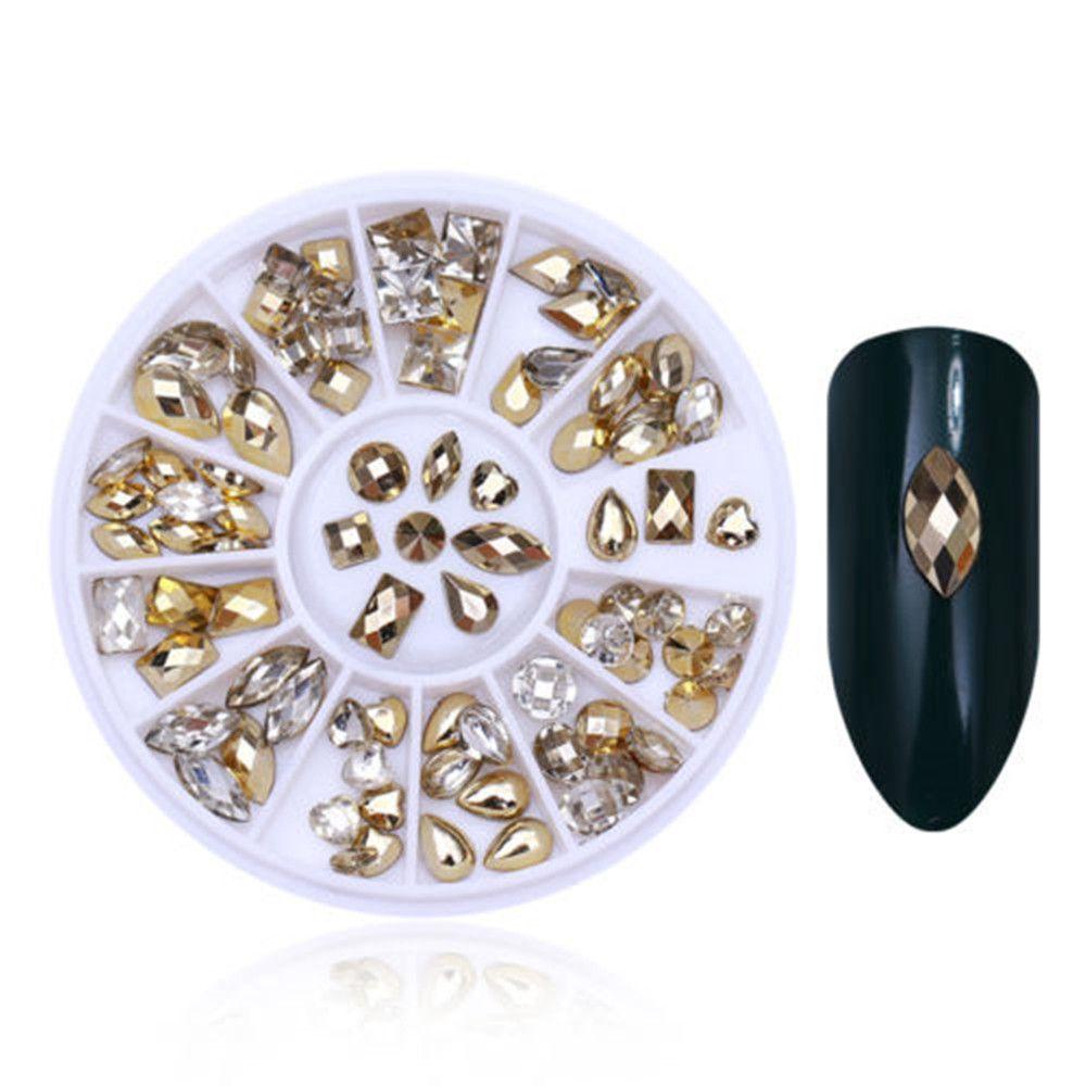 Wonder Nails Rhinestones Glitter Baru Kristal Emas Manikur Dekorasi