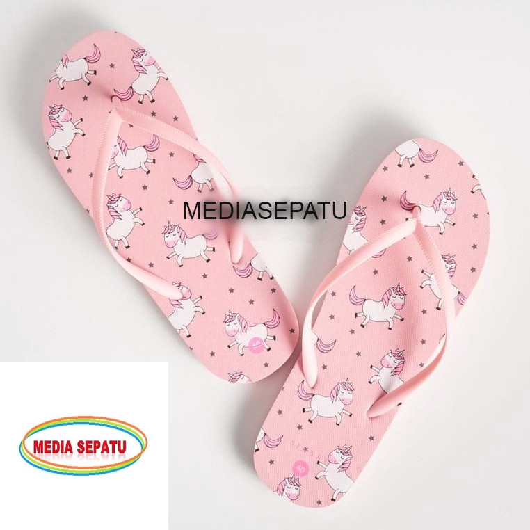 MDS Sandal  Jepit  Wanita  KARAKTER Full Unicorn Shopee  