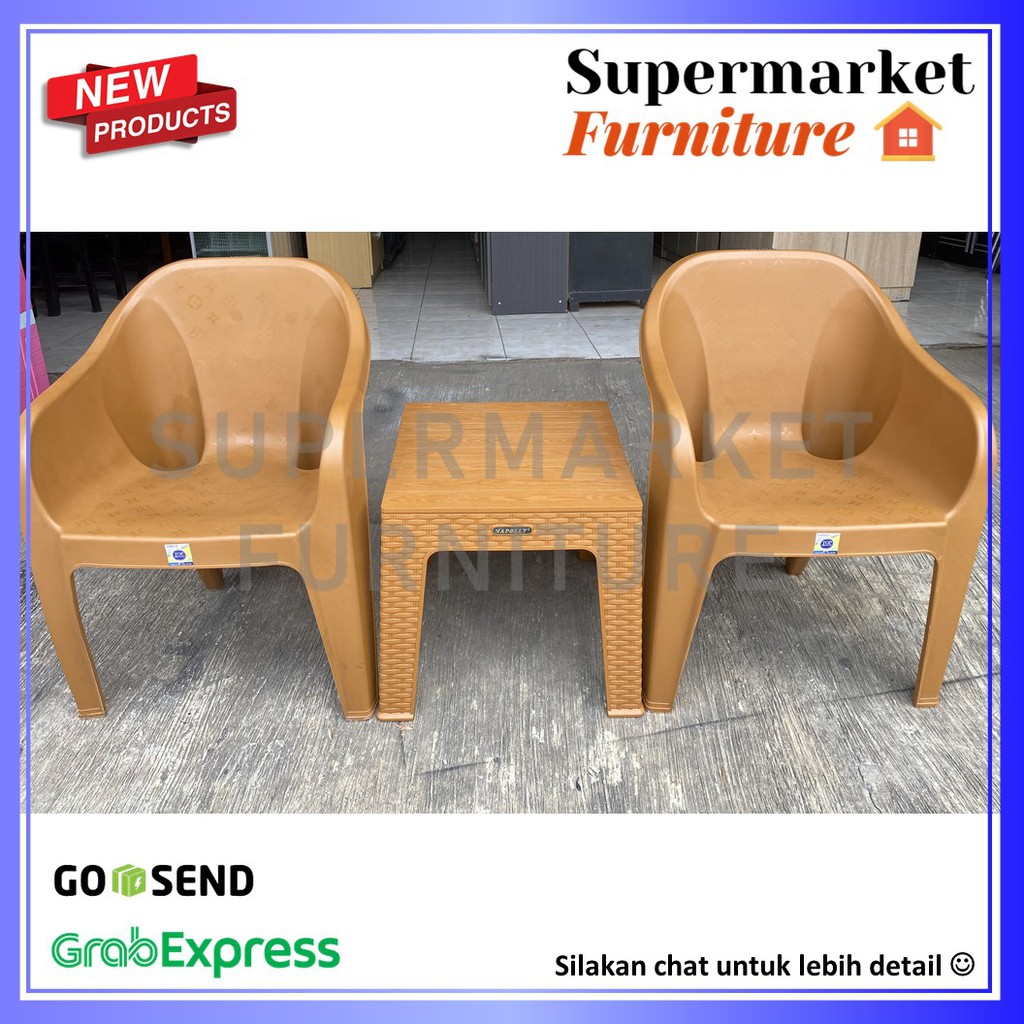 KURSI PLASTIK SET 2 KURSI NAPOLLY TCC 500 + MEJA MAPAN 45 MURAH