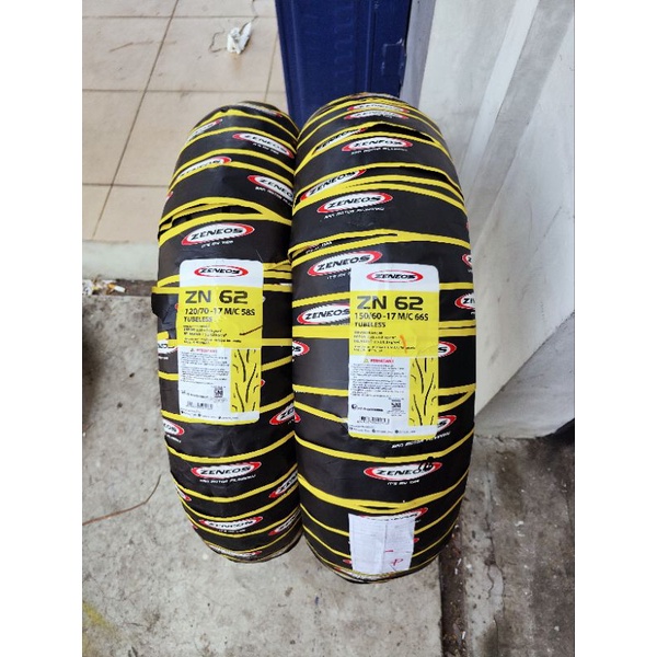 SEPASANG BAN ZENEOS ZN62 120/70 150/60 - 120/70 160/60 DEPAN BELAKANG RING 17 TUBELESS NOT