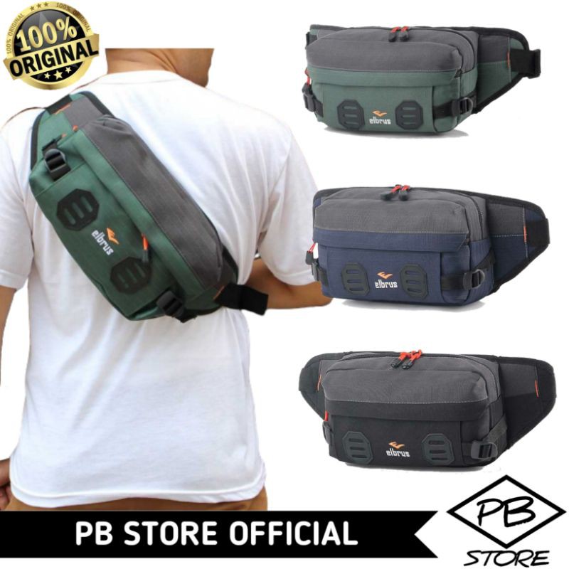 TAS SELEMPANG PINGGANG WAIST BAG SLING BAG PRIA ELBRUS ORIGINAL BRAND OUTVIN 002
