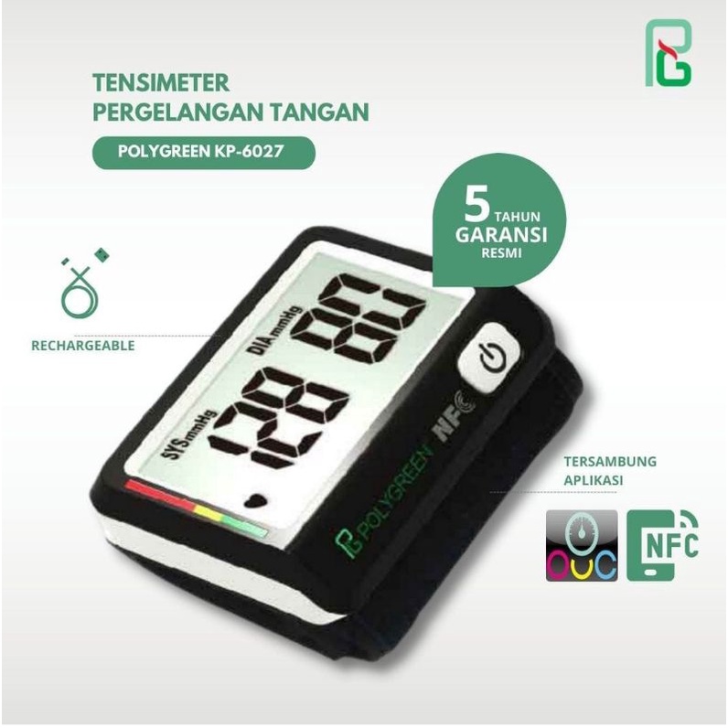 Tensi Digital Dengan Fitur NFC Polygreen KP 6027 / Tensimeter Original Polygreen KP6027