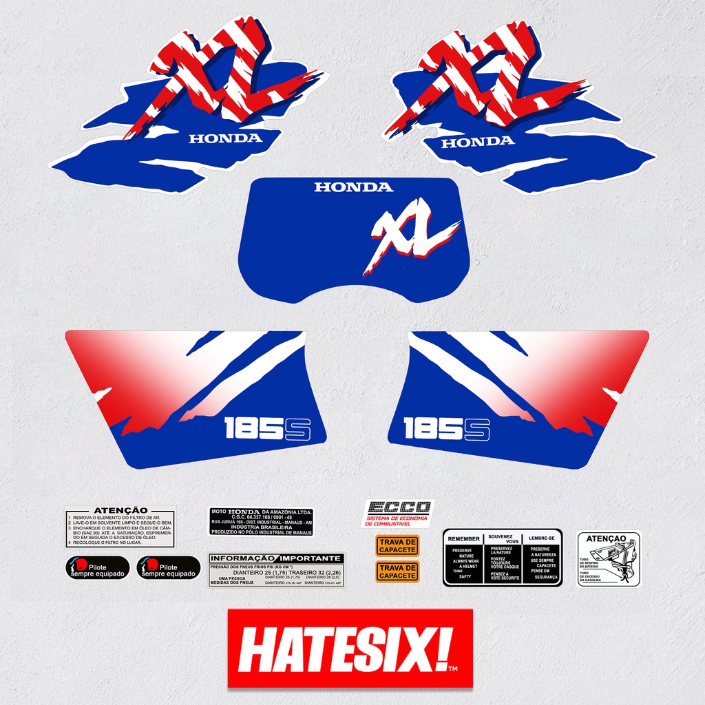 Sticker Decal Honda Xl 185 xl 125 Brasil Version Hatesix