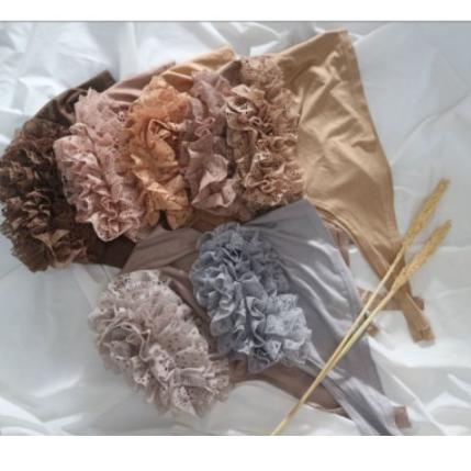 E-AJT) ✪) Inner Hijab Turki Cepol Renda Premium Brukat Polos Daleman Kerudung Ciput Cempol Anti Pusi