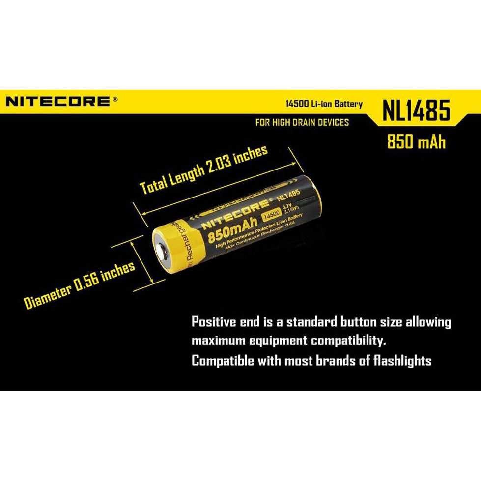 NITECORE 14500 Baterai Li-ion 850mAh 3.7V - NL1485