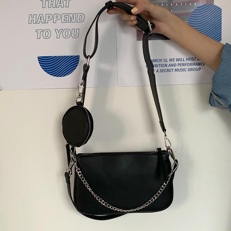 Tas Selempang Bahu Wanita Hobo Armpit Baguette Pochette Feli Slingbag Polos Korean Style PU Import