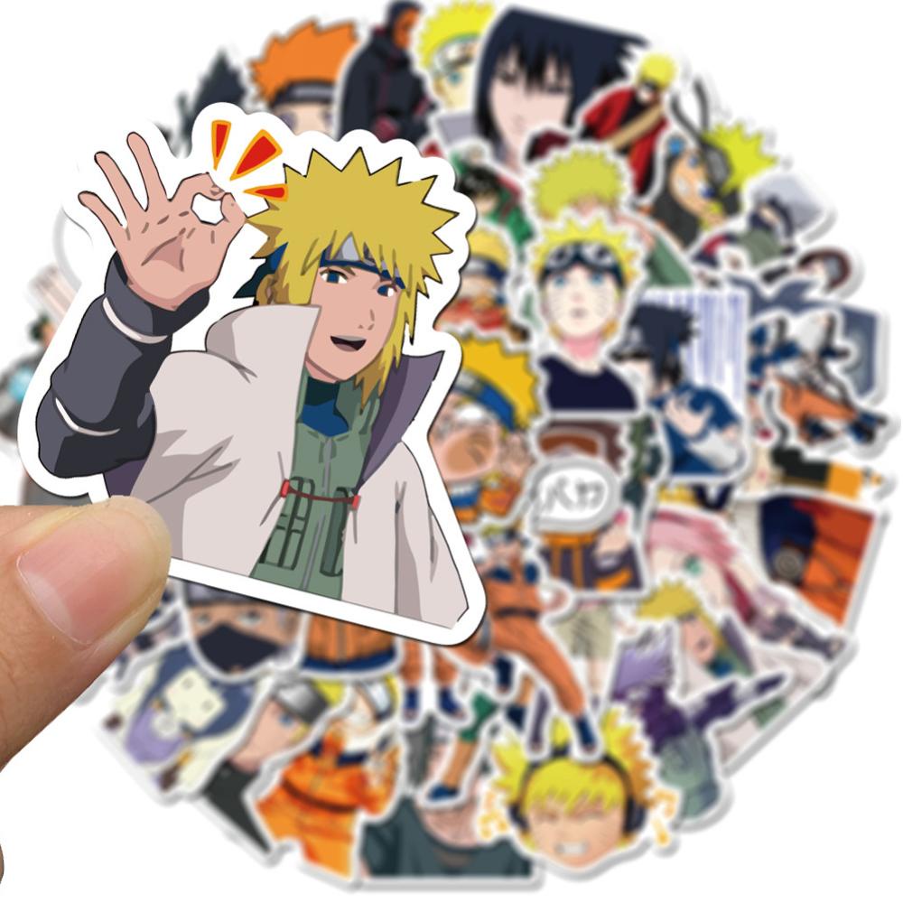 Timekey 50pcs / Pak Stiker Motif Kartun Anime Naruto Anti Air Untuk Skateboard / Motor / Gitar / Koper / Laptop / Sepeda A2K1