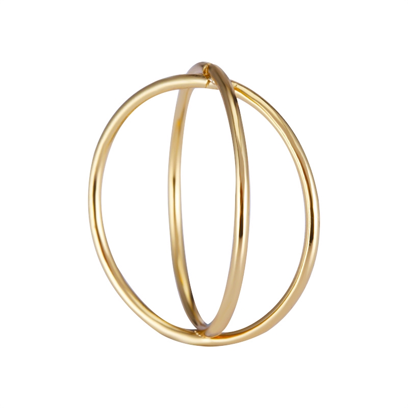 Cincin Lapis Emas / Silver Model Hollow Bentuk Salib Stereo Surround untuk Wanita