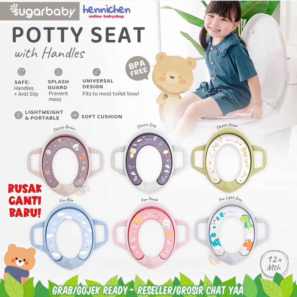 FREE BUBBLE! SUGAR BABY POTTY LADDER CHAIR SEAT DUDUKAN TOILET / POTTY SEAT WITH HANDLES &amp; SPLASH GUARD BAYI SUGARBABY POTTY TOILET ANAK