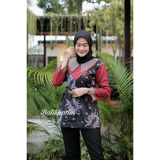 BAJU BATIK WANITA MODERN MONALISA GENES M, L, XL, XXL, XXXL, L4, L5 ASLI.