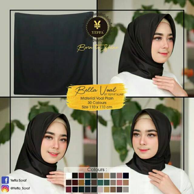 Ecer Jilbab Segi Empat Bella Voal by Yeffa Scarf
