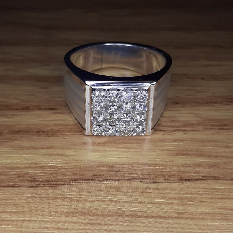 cincin perak pria simple mewah full berlian