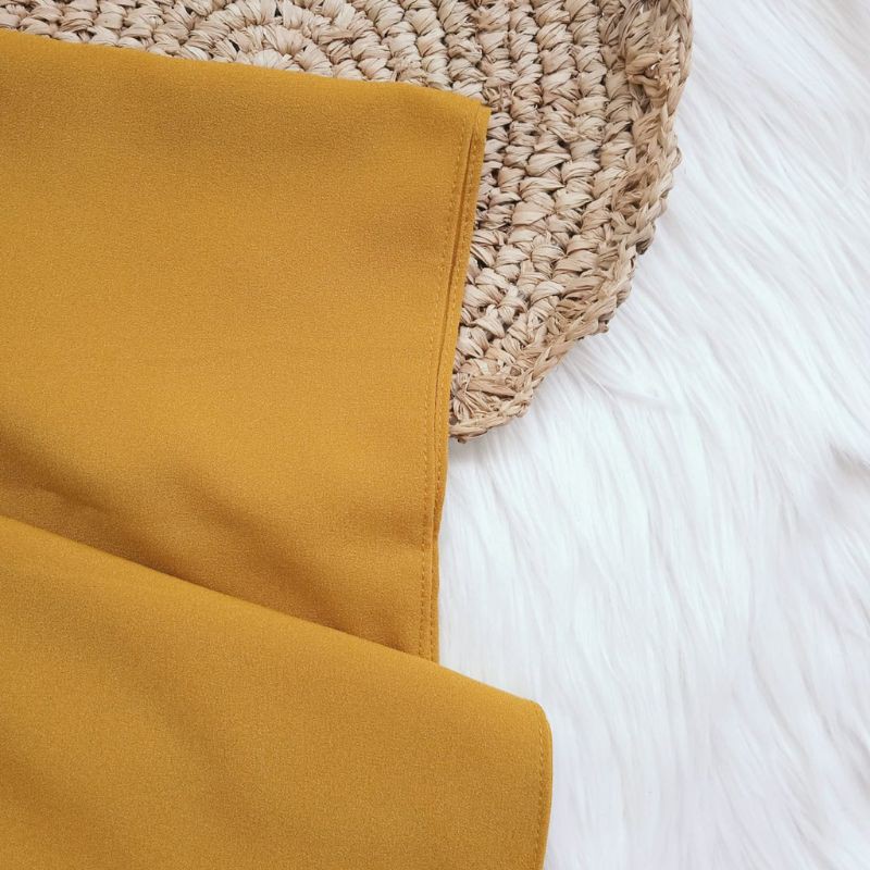 Pasmina Diamond Ceruty 180x75 Pashmina Panjang sabyan Basic Non Instan hijab Terlaris-Pashmina Mustard