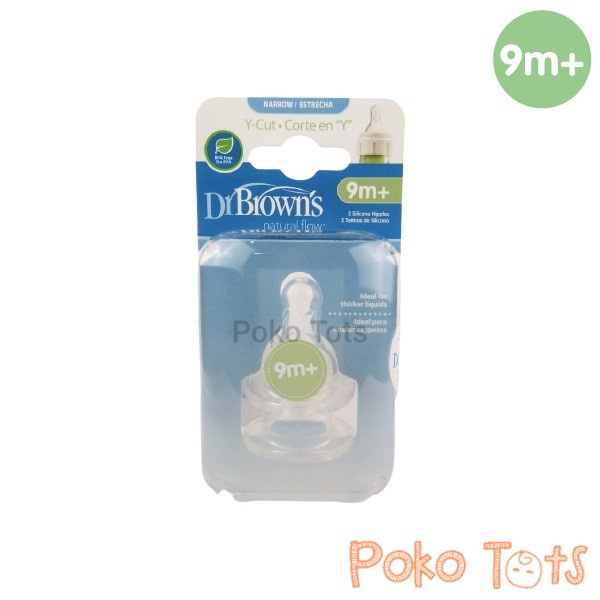 Dr. Brown's Narrow Cut-Y 9m+ Silicone Nipple 2pcs Dot Dr Browns Teat WHS