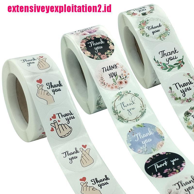 &lt; E2id &amp; &gt; 500Pcs / roll Stiker Label Segel Tulisan Thank You