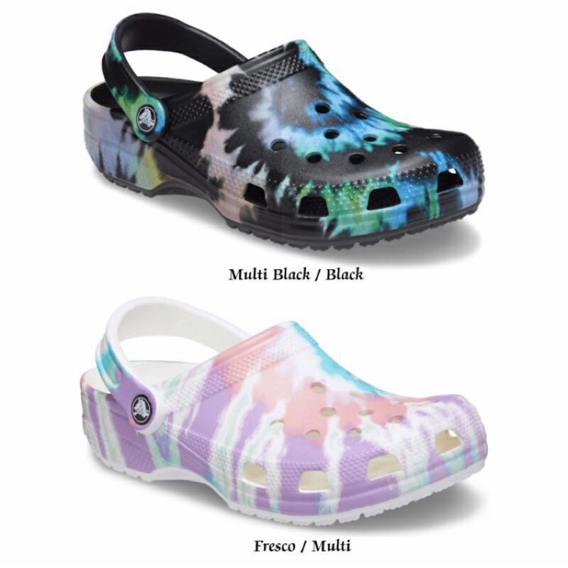 sandal crocs unisex classic tie dye graphic clog/crocs/clog/hitam 38