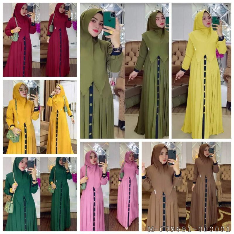 DRESS MAXI WANITA SYARI JUMBO VLFO-964Variasi：Maroon elisa ct, Line Elisa ct, Green Elisa ct, Mustar