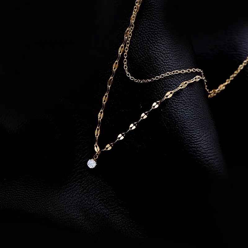 Kalung Titanium Diamond 2 Layer Korea Fashion Style Trending