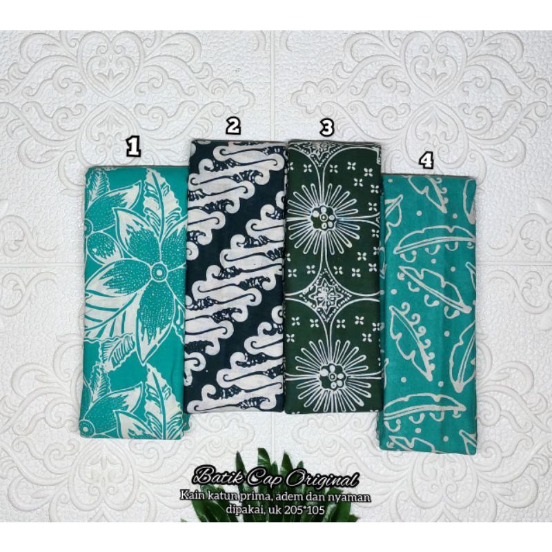 Batik Kain Cap BATIKCAHAYA2 Warna Hijau Tosca Cap Garutan