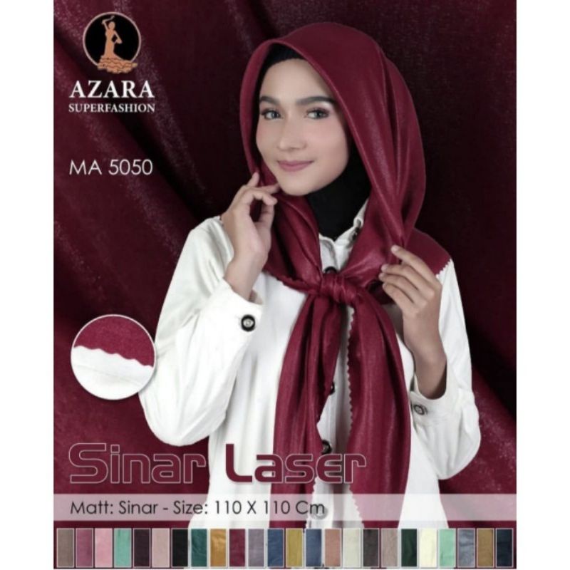 NUR SINAR AZARA LC HIJAB SEGI EMPAT Lacer Cut GLOWING UNTUK PESTA-DARK MAROON