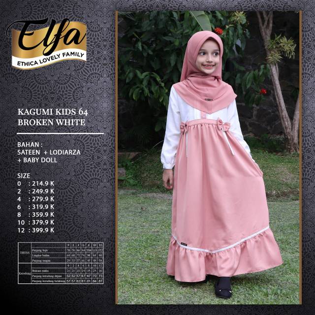Sarimbit Keluarga Ethica Elfa 150 Broken White Koko Kahfi 126 Putra 98 Gamis Kagumi 165 Putri 64