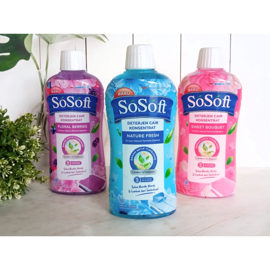 So Soft / SoSoft Deterjen Cair Konsetrat Botol 750ml