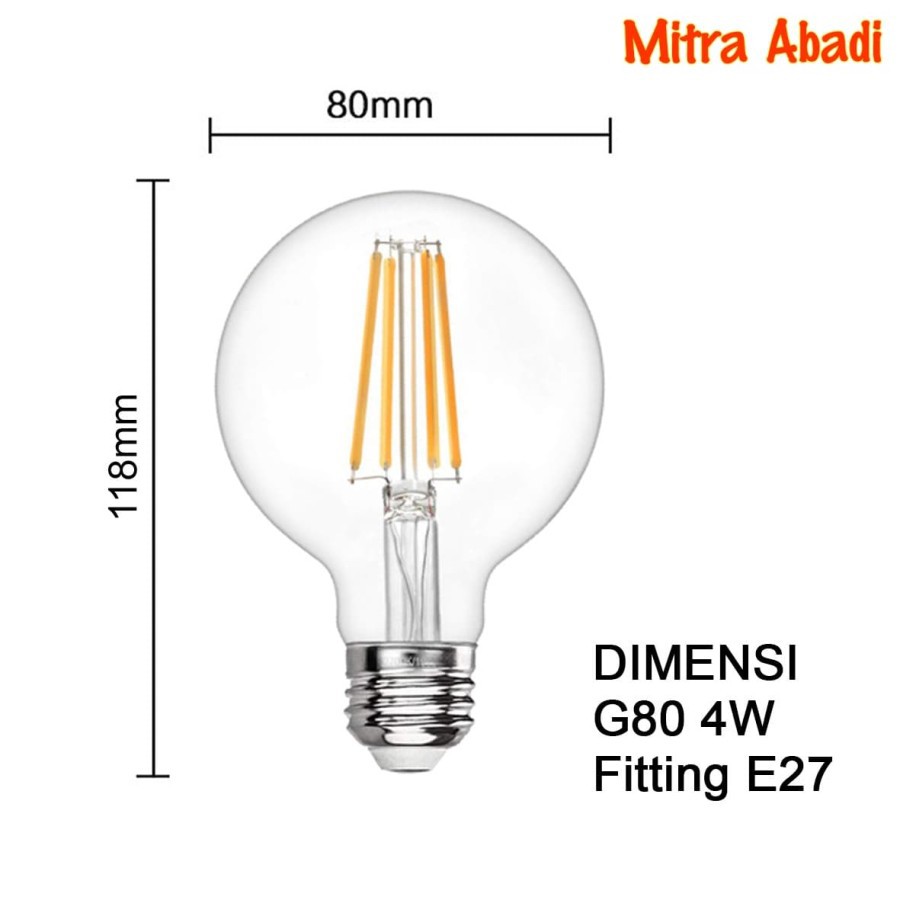 Lampu Bulb LED Filamen Edison Vintage G80 4 Watt/4W Fitting E27