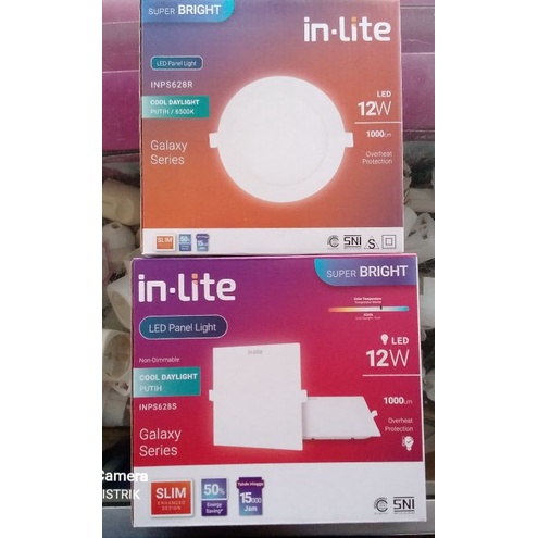 Downlight LED In Lite 12 Watt Inbow (tanam) Bulat-Kotak Warna Putih-Kuning