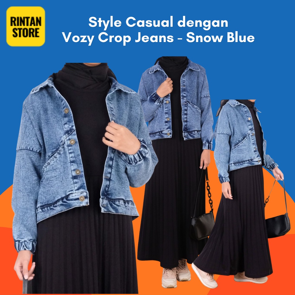 Jual Jaket Jeans Crop Oversize Denim Cewek Zilva Vozy | Shopee Indonesia