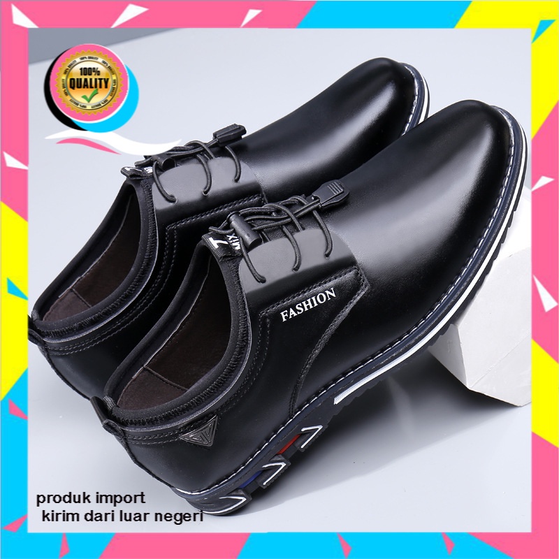 2021  Pria Sepatu  Casual Sepatu Kulit Sepatu Tren Inggris Elastis  Low-Top Pria sepatu Kulit Salah 