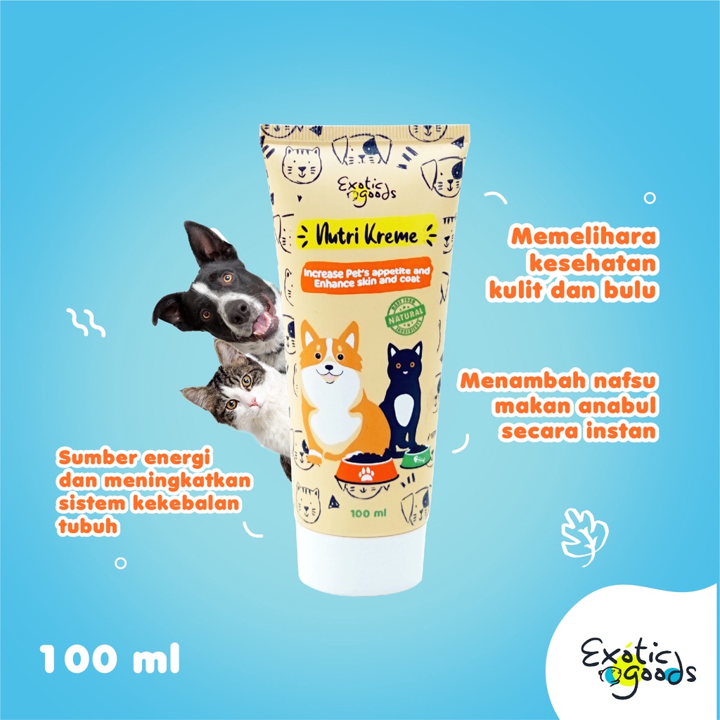 NUTRI KREME 100ml SUPLEMEN MAKANAN ANJING SUPLEMEN KUCING SUPLEMEN ANJING PENAMBAH NAFSU MAKAN ALAMI