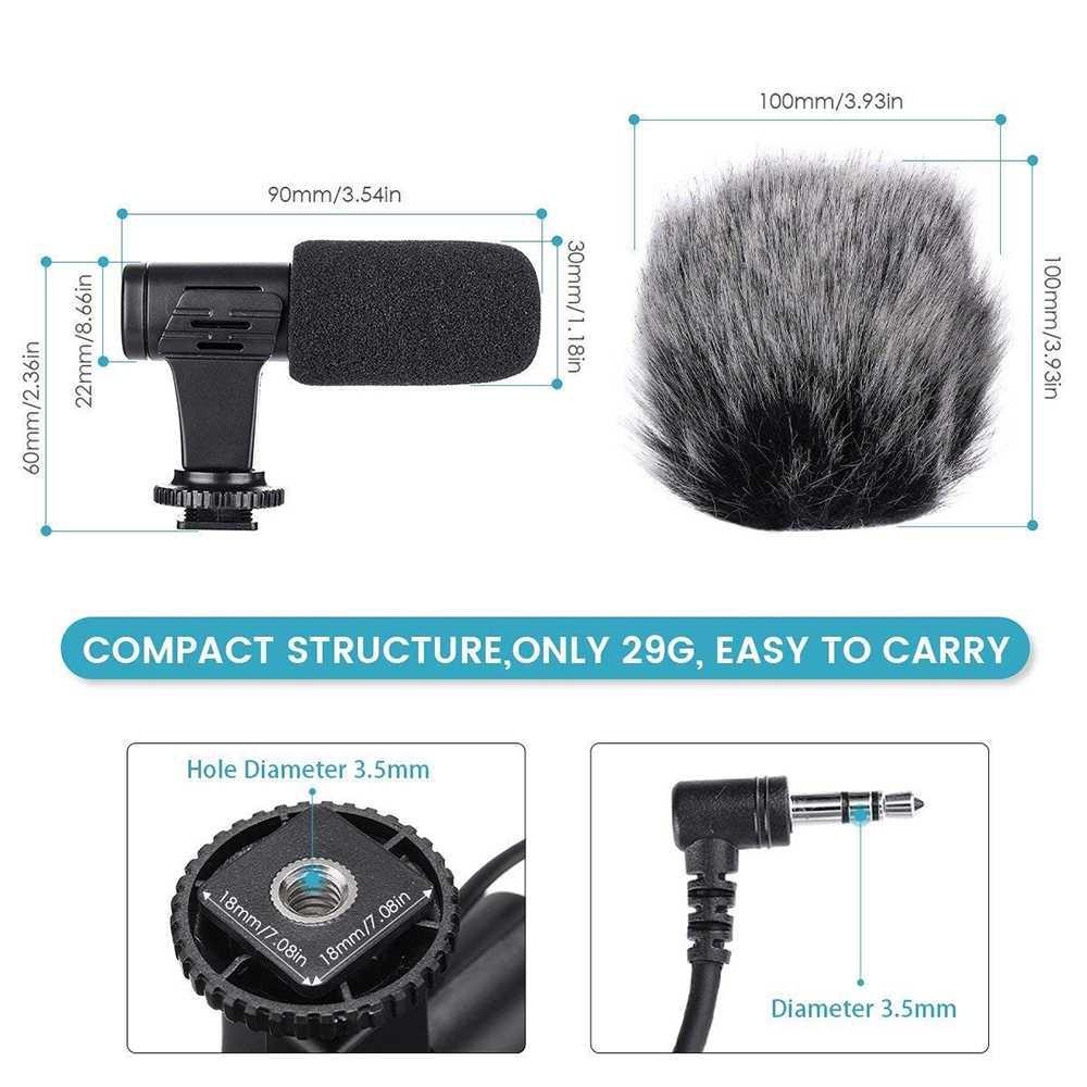 Camera DSLR Shotgun Microphone 3.5mm TaffStudio  - MIC-06 - Black