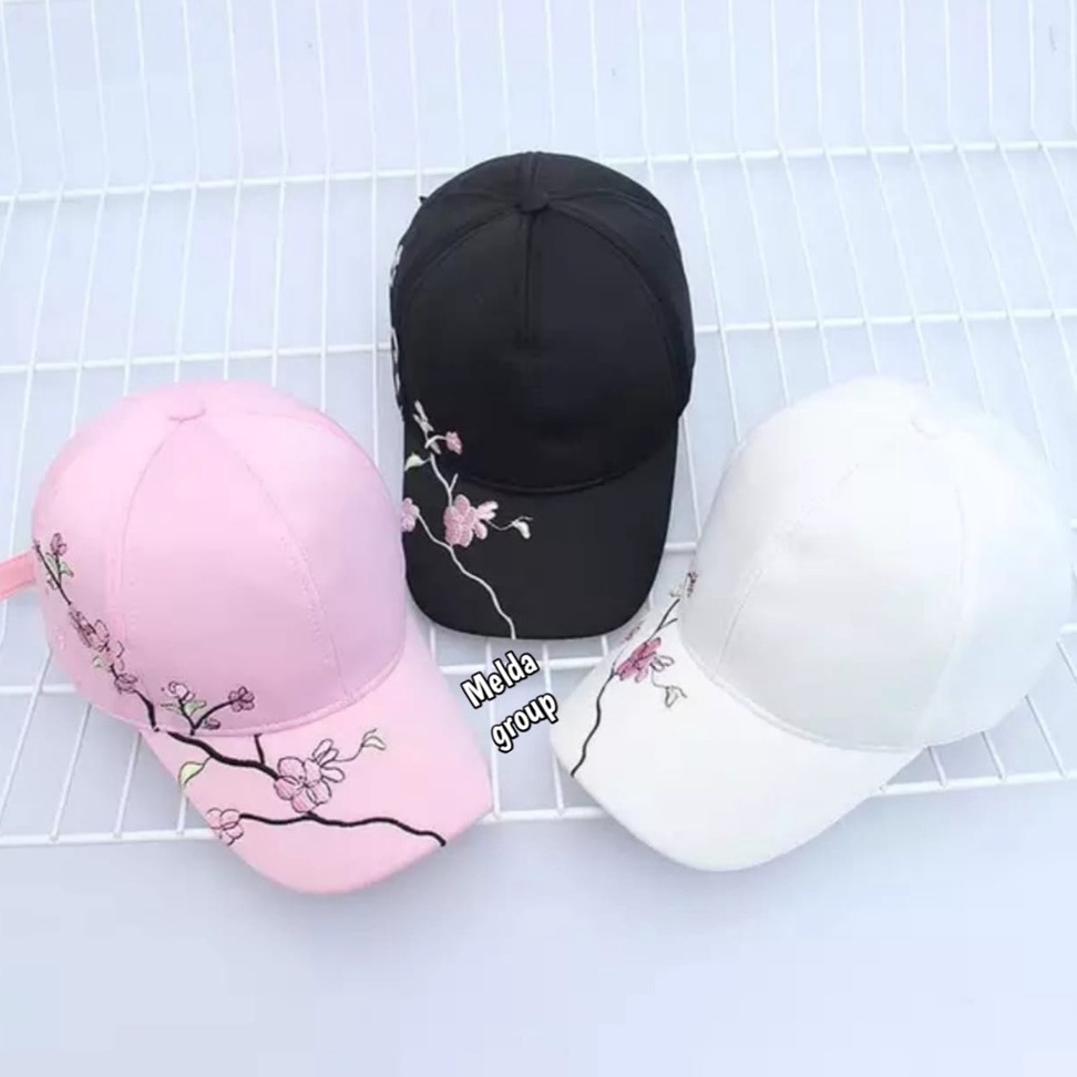 Topi baseball Bordir Bunga Import Pria wanita Style korea terbaru