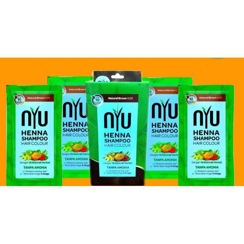 Nyu Henna Shampoo Hair Colour natural brown , natural black , NYU sampo burgundy