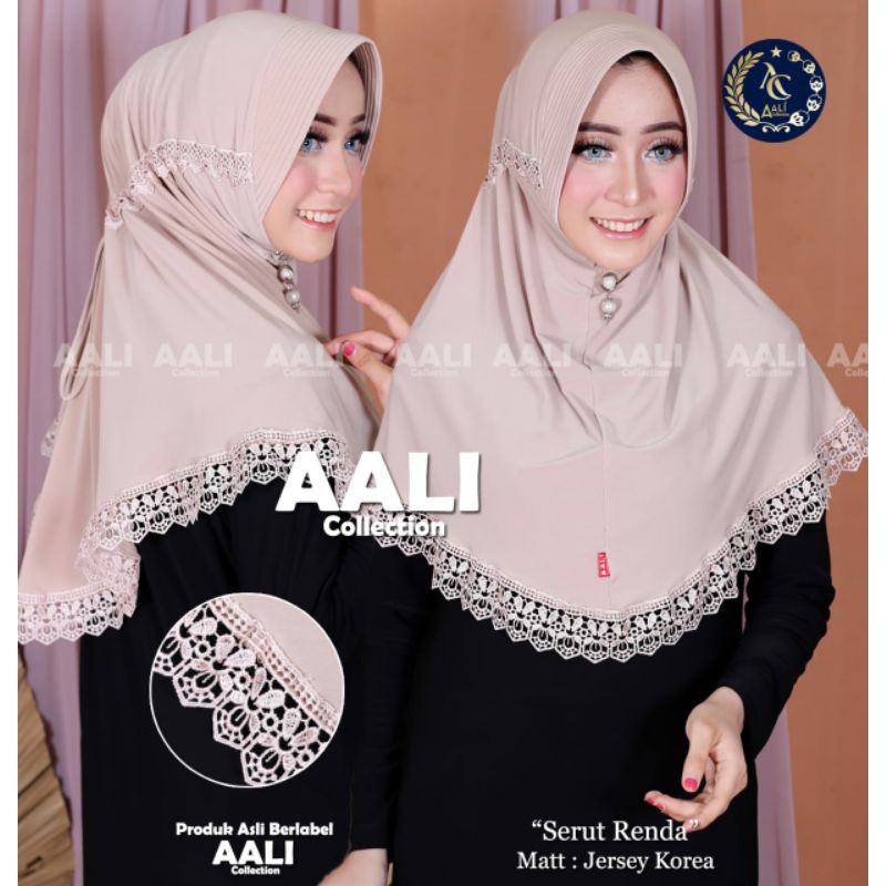 Aali Collection Bergo Serut Renda Jersy Korea