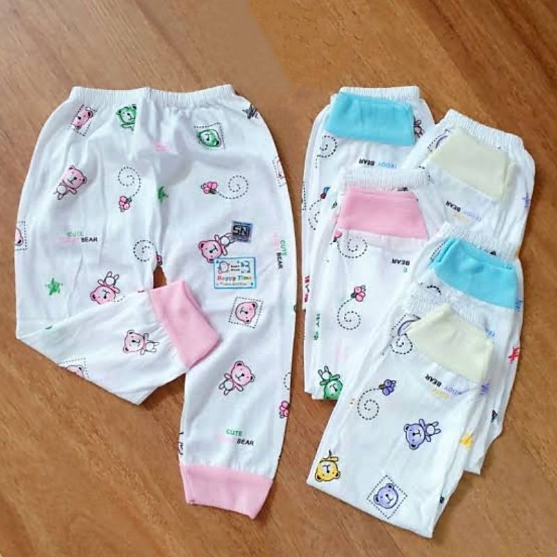 3 PCs Celana Bayi Panjang Newborn LUCKY TIME SNI - Celana Panjang Bayi Motif Dasar Putih