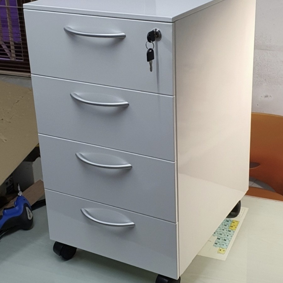 Lemari Laci Besi Chantech 4 Laci Warna Putih Ada Roda Serbaguna Drawer Cabinet