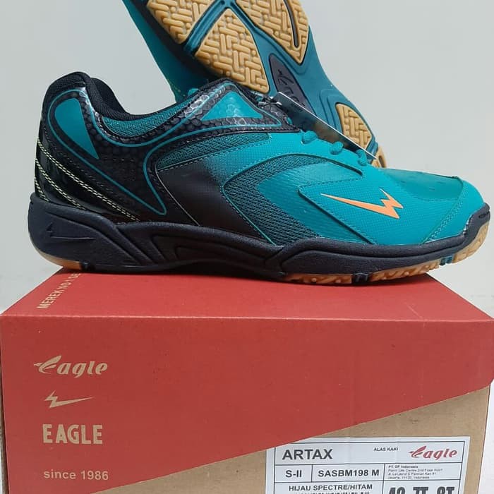  Sepatu  Eagle  Artax Hijau Spectre Hitam Sepatu  Badminton  