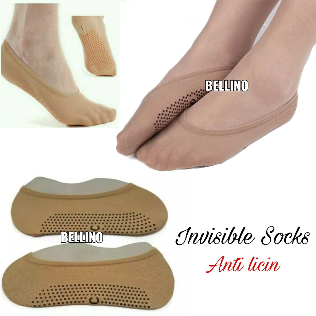 Kaos Kaki Tapak Anti Licin Bahan Seperti Stoking Strech Cewe Cowok Invisible Socks Dengan Anti Slip