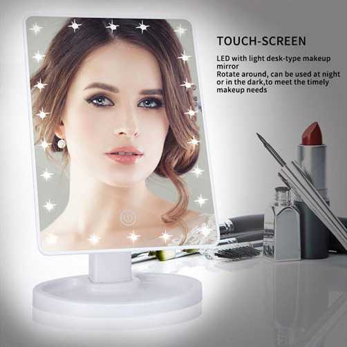 Cermin Makeup Professional Salon 22 LED Semua Lebih Glow, LED Touch Screen Makeup Mirror Professional Vanity Mirror With 22 LED Lights Health Beauty Adjustable Countertop 180 Rotating Led Light Makeup Mirror Storage LED Face Mirror Adjustable Touch Dimmer