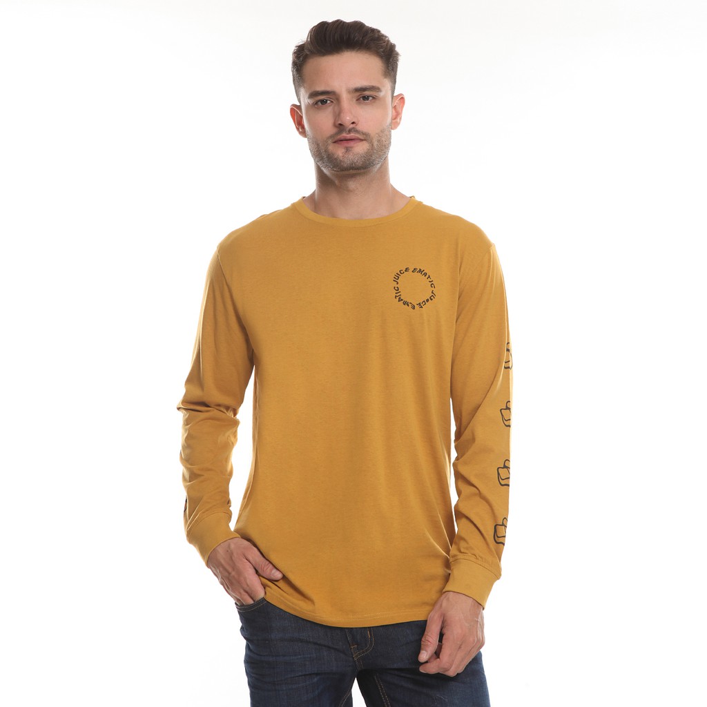 Juice Ematic Kaos Lengan Panjang Pria Kuning GRIFF MSTL14603-YEL Planet Surf Kaos Pria Atasan Pria